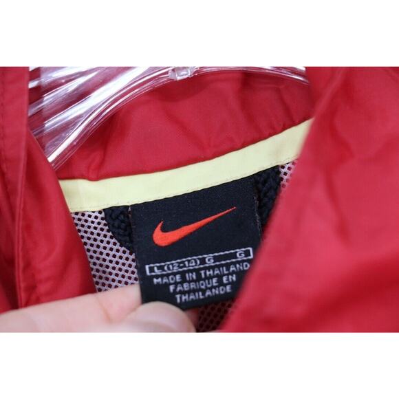 Y2K Nike Boys Youth Sz Large 12-14 Full Zip Oversize Windbreaker Jacket Red - Picture 6 of 11
